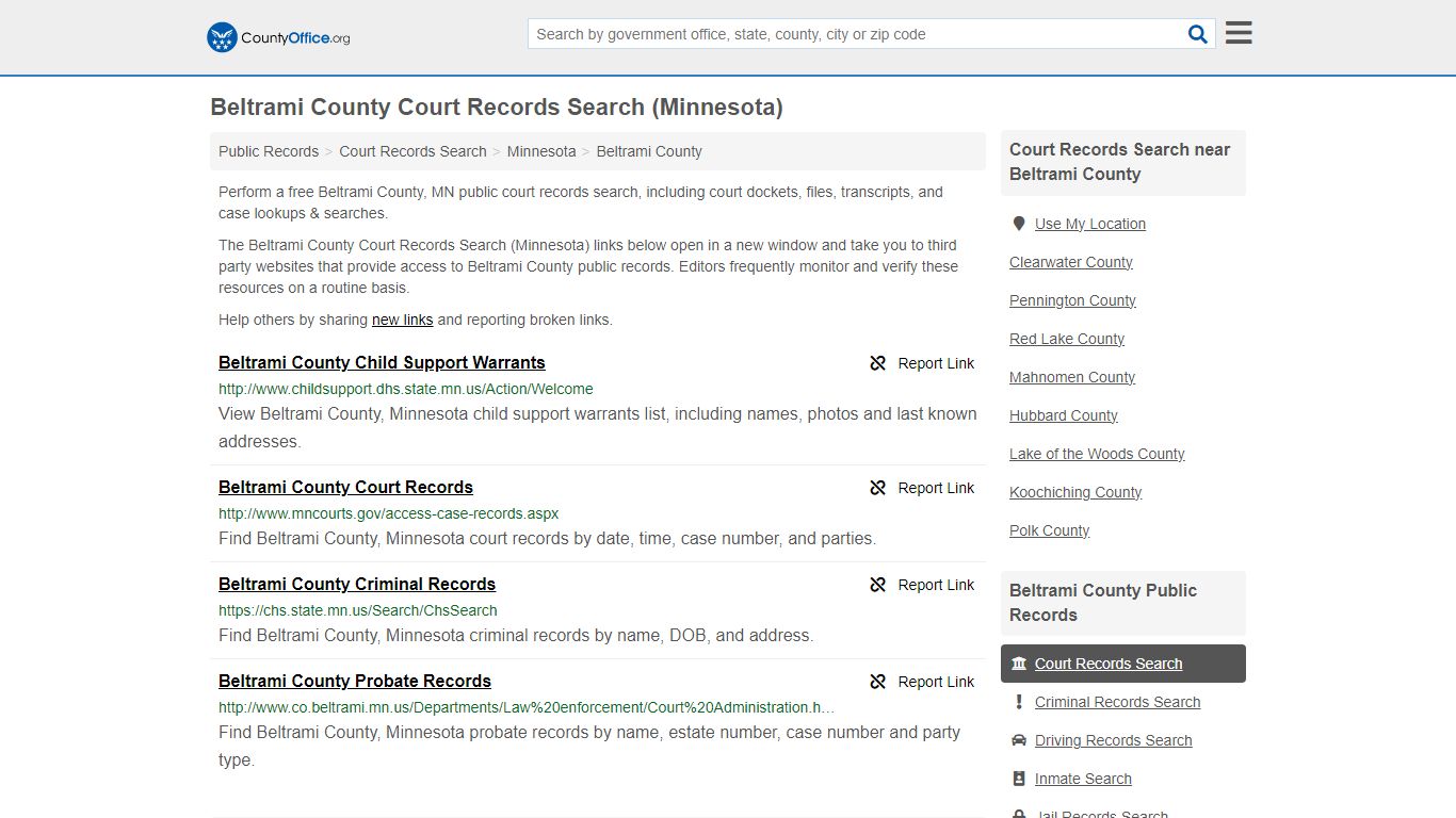 Beltrami County Court Records Search (Minnesota) - County Office