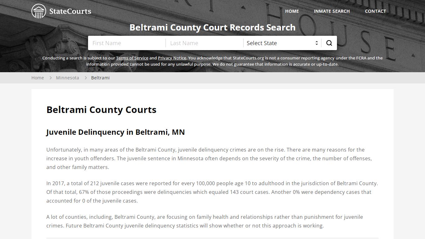 Beltrami County, MN Courts - Records & Cases - StateCourts