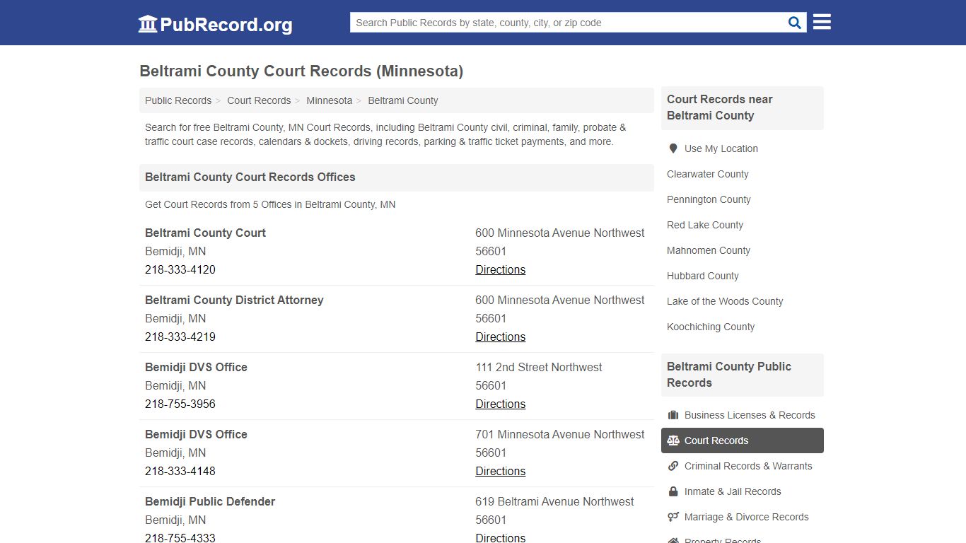 Free Beltrami County Court Records (Minnesota Court Records)